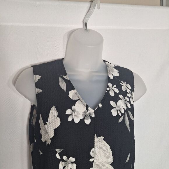 Elle Womens A Line Dress Sleeveless Floral Flowy Classic Romantic Officecore  XS - Picture 3 of 10